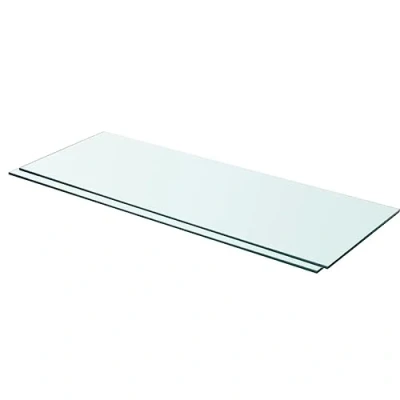 Image of vidaXL 2 pcs Clear Panel Glass Shelves 80x30 cm Modern Design Suitable for Living Room, Bedroom, Bathroom, and Office Easy Installation Cleaning Durable, up to 15 kg Load Capacity