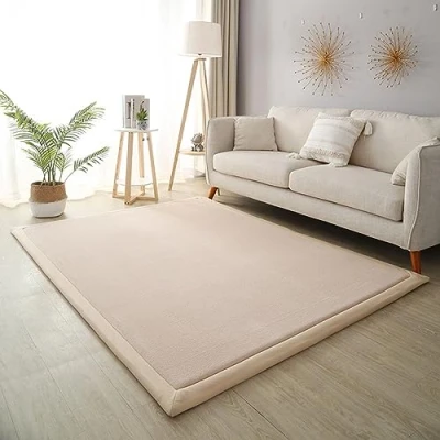 Image of Dmkjdzsw Crawling Mat for Baby Non slip，Nursery Rug，Coral Velvet Area Rugs，2cm Thick Kids Carpet Light Brown 150 * 200cm