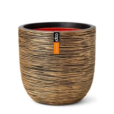 Image of CAPI EUROPE Planter ball Rib NL 35x34 Gold Opening Ø29 Pot for indoor and outdoor use Shatterproof 100% recyclable KBGR932