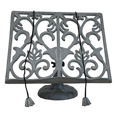 Image of Cast Iron Ornamental Cook Book Stand Recipe Holder in Grey