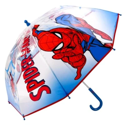 Image of Marvel Spiderman Kids Windproof Dome Umbrella for Childrens Boys Girls Brolly with Safety Open