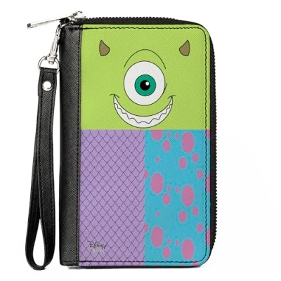 Image of Buckle down Women&#039;s Pu Zip Around Wallet Rectangle Monsters, 7.5&quot;x4.5&quot;, Monsters Inc., Inc.