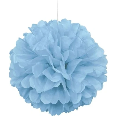 Image of Unique Party 63201 40cm Baby Blue Tissue Paper Pom Decoration
