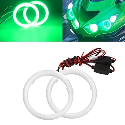 Image of Qasim 70MM Car DRL Angel Eyes Halo Ring Lamp 42SMD Fog Lights COB LED Headlight with Cotton Plastic Cover 12V 24V Green 2PCS