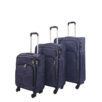 Image of Infinity Leather Unisex Lightweight Print 8 Wheel Luggage Travel Soft Suitcases Navy/Blue Size Medium