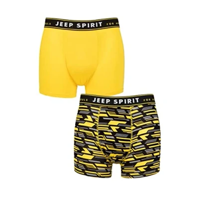 Image of Mens 2 Pack Jeep Camo Printed Bamboo Trunks Black / Sunshine S