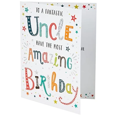 Image of Piccadilly Greetings Modern Birthday Card Uncle 8 x 6 inches Regal Publishing,greengreybeigered