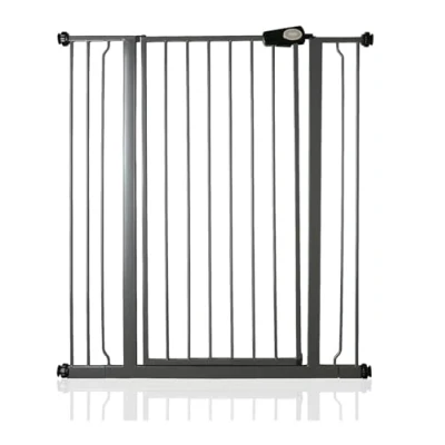 Image of Safetots Extra Tall Metal Safety Gate Pressure Fit, 94.3cm 101.9cm, Slate Grey, 104cm in Height, Stair Gate, Baby Easy Installation