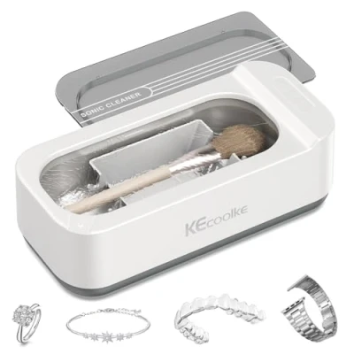 Image of KECOOLKE Ultrasonic Cleaner 400ml Jewelry Sonic with Digital Timer for Eyeglasses, Rings, Coins，Silver Solution Gifts