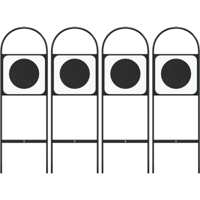 Image of vidaXL Dressage Markers 4 pcs Steel Set for Equestrian Arenas, Black/White, Easy Ground Insertion, Ideal Training