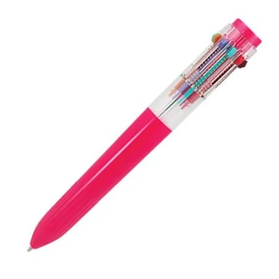 Image of Jumbo Pink 10 Colour In 1 Multicolour Retractable Click Ballpoint Pen Blister Pack
