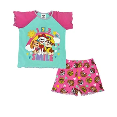 Image of Girls Toddler Kids Paw Patrol Short Pyjamas Shorties Nightwear Sleepwear Pink 2 3 years