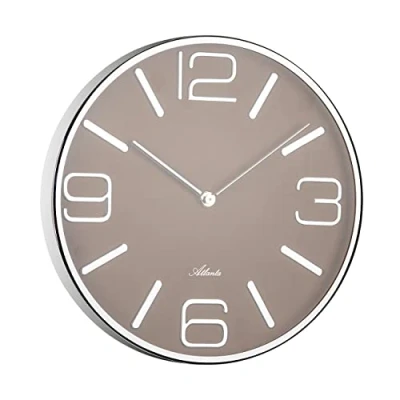 Image of Atlanta Modern Quartz Wall Clock 30 cm Metal Mineral Glass Brown Dial 4515/3