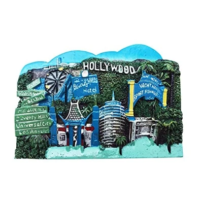 Image of 3D Hollywood California USA Refrigerator Fridge Magnet Tourist Souvenirs Handmade Resin Craft Magnetic Stickers Home Kitchen Decoration Travel Gift