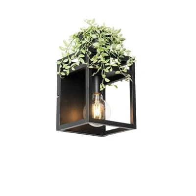 Image of Qazqa Industrial Wall Lamp I Light Black with Rack Cage Suitable for LED E27 1 Steel Living Room Kitchen Bedroom