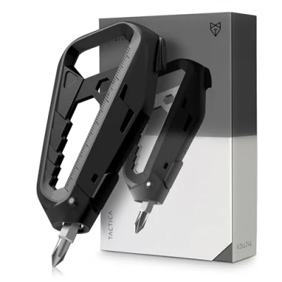Image of Tactica M100 Pocket Multi Tool, EDC Keyring Multitool Screwdriver with Phillips and Flat Hex Bit, Lightweight TSA Compliant, All in One Bottle Opener, Universal Wrench, Mini Ruler, Box Opener