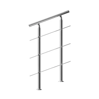 Image of MONZANA® 80 cm Stainless Steel Handrail Bannisters with 3 Cross Members Indoor Or Outdoor Use Adjustable Angle Brushed Transitional Tubular Stair Railings Balustrade Balcony