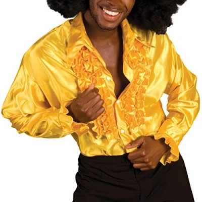 Image of BOLAND 87081 Disco Shirt for Men, Yellow, M XL