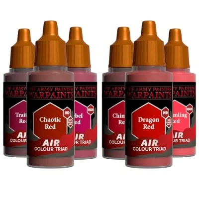 Image of The Army Painter, Airbrush Primary Bundle Red, 2 Colour Air Triads with 6 x 18 ml Pre Thinned Acrylic Spray Gun Paints Paint Sprayer for D&amp;D &amp; Warhammer Miniatures