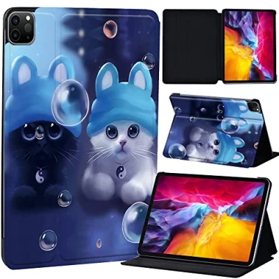 Image of PU Leather + hard shell Ultra slim lightweight Folio Flip Tablet Stand Smart Cover Case Fit iPad Air 4 10.9&quot; (2020) / Pro 11&quot; (2018 2020 2021) (twin cats)
