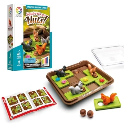 Image of Smart Games Squirrels Go Nuts, Puzzle Game with 60 Challenges, 6+ Years