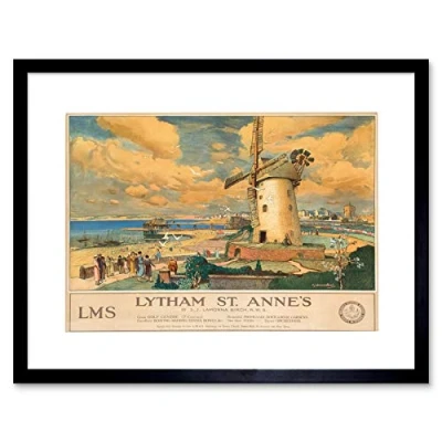 Image of Wee Blue Coo England Lancashire Lytham St Annes Windmill Picture Framed Wall Art Print