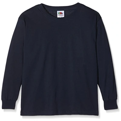 Image of Fruit of the Loom Boys&#039; Valueweight Long Sleeve T Kids Longsleeve Shirt, Blue (Deep Navy 202), 8 Years