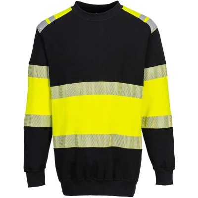 Image of Portwest PW3 Flame Resistant Class 1 Sweatshirt Yellow/Black Medium