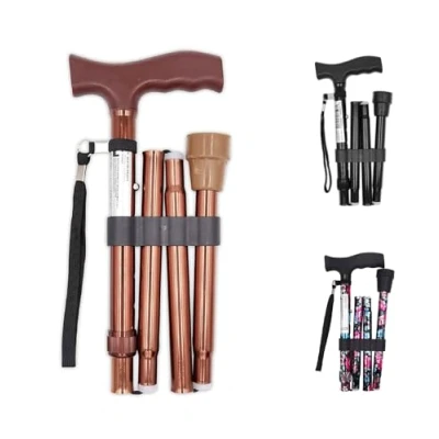 Image of PEPE Folding Walking Sticks for Men Disabled, Women, Ladies, Canes Aluminium, Foldable Stick Adjustable, Bronze
