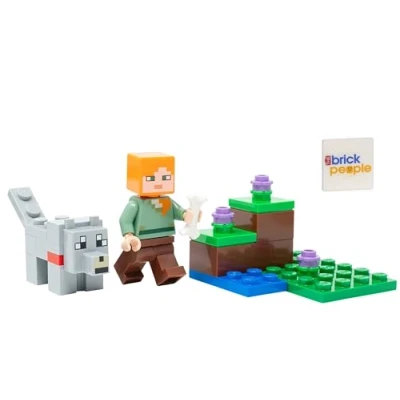 Image of LEGO Minecraft Mini Set: Alex Minifigure with Wolf and Bone