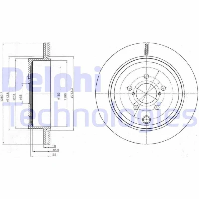 Image of SU00300638, SU00310629 Brake disc DELPHI BG4288 290mm 18mm 5 Vented Oiled Untreated SUBARU: Legacy 5, Outback IV, BRZ Coupe, TOYOTA: GT86 Coupe