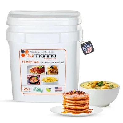 Image of NuManna Family Pack Bucket 144 Servings Food Stockpile Emergency Preparedness Easy to Prepare Nutritious Meals Non Gmo, No Added Preservatives Made In USA 25+ Year Shelf Life