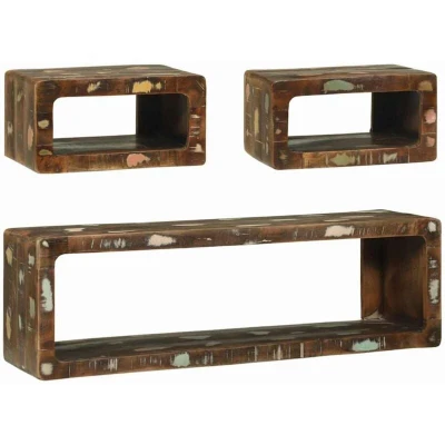 Image of vidaXL 3 Piece TV Cabinet Set Multicolour Solid Wood Reclaimed