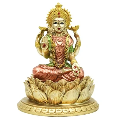 Image of BangBangDa Hindu Goddess Lord Laxmi Statue Lakshmi Indian God Sculpture Home Office Temple Mandir Puja Items India Idol Figurine Murti Pooja Decor Diwali Gifts Yoga Zen Altar Shrine Ornament