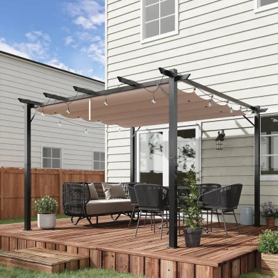 Image of Outsunny Pergola Gazebo Awning Canopy Sun Shade Shelter Aluminium 3M X Garden