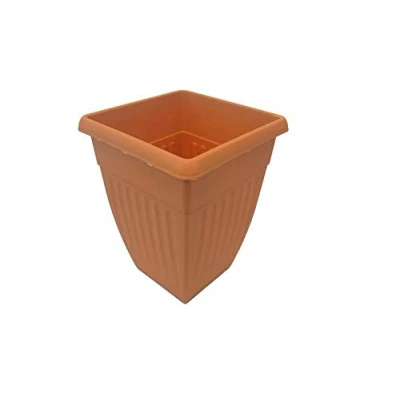 Image of Dtkh WHITEFURZE 42CM TERRACOTTA TALL ATHENS SQUARE PLANTER, PLANT POT, GARDEN, PLANTS