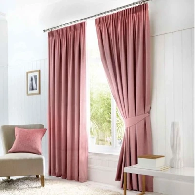 Image of Fusion Pink W66 x L90 Pencil 2x Panels Bedroom &amp; Living Room Pleated Curtains in Blush Dijon Collection, Blackout/Thermal Insulated, 66&quot; Width 90&quot; Drop (168 229cm)