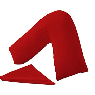 Image of Homefurnishing Back and Neck Support V Shaped Orthopedic Pillow Case (Red)