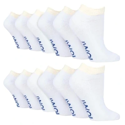 Image of IOMI 12 Pair Multipack Diabetic Trainer Socks for Swollen Feet &amp; Ankles Cotton Cushioned Extra Wide Low Cut Men Women (6 8, White)