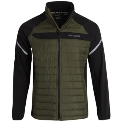 Image of Spyder Men&#039;s Softshell Jacket Insulated Quilted Puffer with Sleeves Cozy Winter for Men (S XL), Olive, M