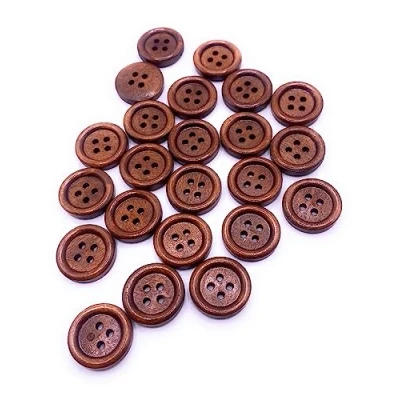 Image of KnitForLess Wooden Brown Buttons 18mm Size 4 Hole Great for Cardigans Sewing Knitting (20)
