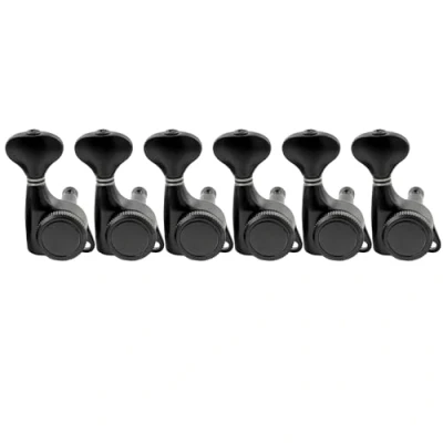 Image of Musiclily Pro 6 in line Guitar Locking Tuners Machine Heads 18:1 Ratio String Tuning Pegs Keys for Strat Tele Style Electric Guitar, Black with G Button