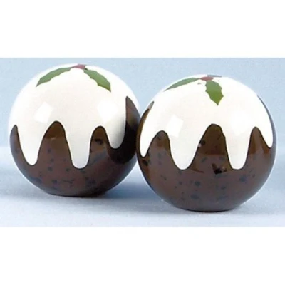 Image of Christmas Pudding Salt &amp; Pepper Shaker Set by Decorations