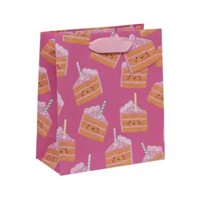 Image of Glick Medium Gift Bag, Cakey Pink, 225 x 200 100 mm, Luxury Recyclable Bag for Birthdays &amp; Celebrations