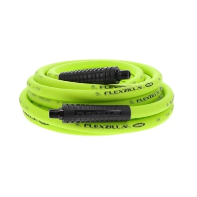 Image of Flexzilla HFZ3825YW2 Air Hose, 25 ft, 1/4 in. MNPT Fittings, Heavy Duty, Lightweight, Hybrid, ZillaGreen HFZ3825YW2, 3/8&quot; (inches) x 25&#039; (feet)
