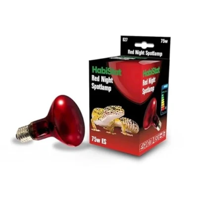 Image of Habistat 75w Red Night Spotlamp for Reptile Intense Heat and Light Beam Allows time Viewing