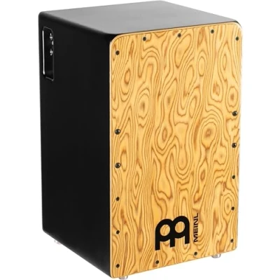 Image of Meinl Percussion Pickup Woodcraft Cajon Big Drum Box with Pickup, Snare, and Bass Sound Playing Surface Makah Burl (PWC100MB)