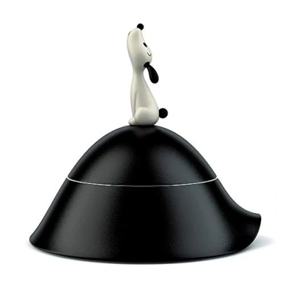 Image of Di Alessi Lulà Dog Bowl with Lid in 18/10 Stainless Steel and Thermoplastic Resin, Black,21.2 cm (1er Pack)