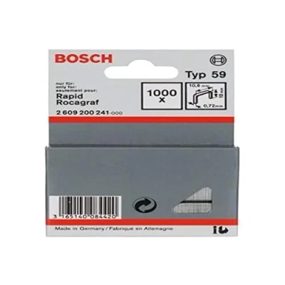 Image of Bosch Accessories 2609200241 Fine Wire Staple, Silver, 10 x 10.6 mm, Set of 1000 Piece