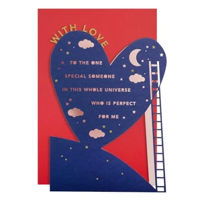 Image of Hallmark Someone Special Valentines Card, Card for Special, Heart, Moon &amp; Stars Design, Valentine&#039;s Day, With Envelope, Pink, Blue